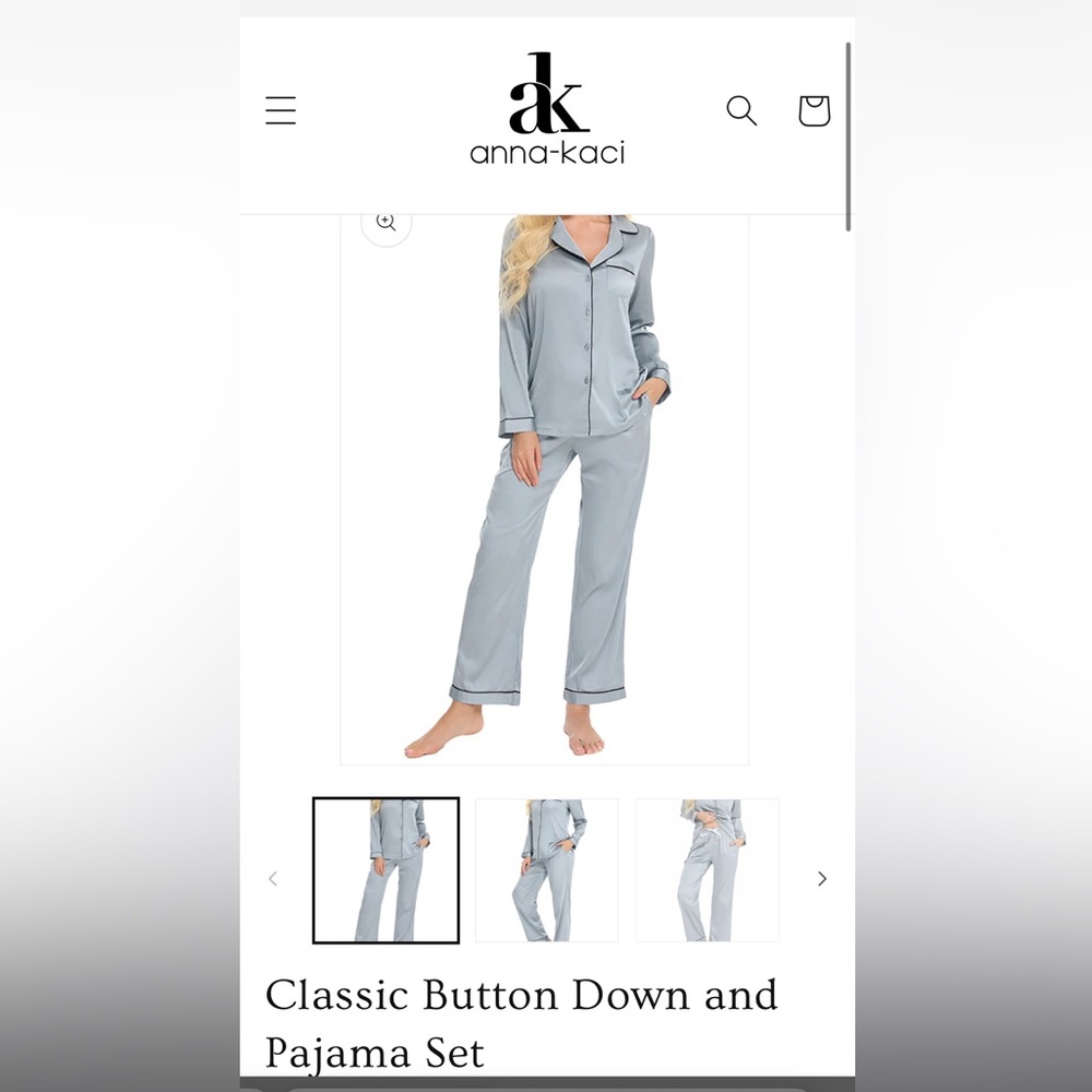 Anna-Kaci California Classic Button Down and Pajama Set